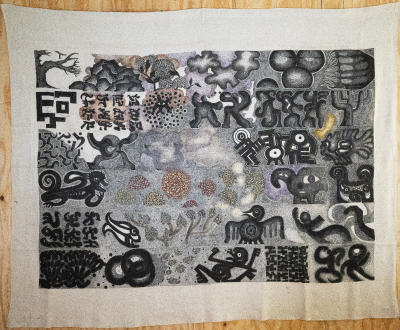 Sumi ink, acrylic and vinylic emulsion work, 2023 and 2025.